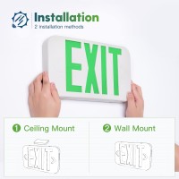 Freelicht Green Led Exit Sign With Battery Backup