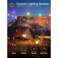 Addlon 48Ft Outdoor String Lights, Dimmable Outdoor Lights With Remote & App Control, Patio Lights With 15 Waterproof Shatterproof Led Bulbs, Smart Rgb String Lights Outsides Work With Alexa For Patio