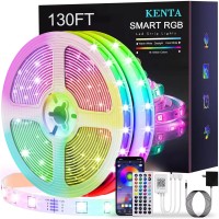 Kenta Led Strip Lights 130Ft (2 Rolls Of 65Ft) Smart Light Strips With App Control Remote, 5050 Rgb Led Lights For Bedroom, Music Sync Color Changing Lights For Room Party