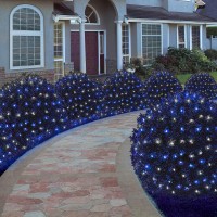 Weillsnow 198 Led 9.8Ft X 6.6Ft 198 Led Net Lights, Connectable 8 Lighting Twinkle Modes Mesh Lights For Christmas Outdoor Patio Garden Bush Fence Decorations (Blue & White)