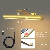 Yaqiihome Wireless Picture Light Painting Light Gold Battery Operated Picture Light With Remote Control Full Metal Magnetic Moun