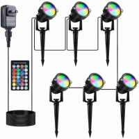 S Smiful Christmas Spotlights Outdoor Rgb Spot Lights For Yard, Color Changing Ip65 Waterproof Led Landscape Lighting With Remote Timer Dimmable Pathway House Garden Lawn Uplights (6 In 1)