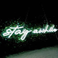 Stay Awhile Neon Signs - Imegina Dimmable Led Neon Sign For Wall Decor 19.7X5 Inch, Usb Powered Neon Light For Bar Bedroom Home Room Pub Party (White)