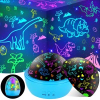 Kizmyee Night Light For Kids 2 In 1 Dinosaur Projection Lamp Toy 360 Rotation Dinosaur Unicorn Night Light For Kids Room