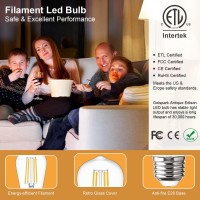 Led Edison Bulbs Vintage 2700K Warm White, 6W E26 Led Bulb 60 Watt Equivalent, Golspark Antique St58 Clear Light Bulbs With Led Filament, E26 Standard Base Type A Light Bulb, 700Lm Non-Dimmable 6 Pack