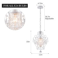 Modern Mini Chandelier White Retro Crystal Light Fixtures Ceiling Mount 1 Light Small Crystal Chandeliers For Bedroom Elegant Cr