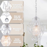 Modern Mini Chandelier White Retro Crystal Light Fixtures Ceiling Mount 1 Light Small Crystal Chandeliers For Bedroom Elegant Cr