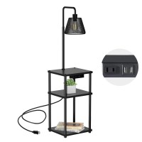 Pazarfami Floor Lamp With Table Side Table With Usb Charging Port And Outlet Modern Bedside Nightstand End Table With Floor Li