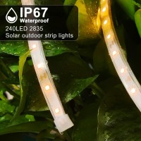 Solar Outdoor Led Strip Lights: 16.4Ft Ip67 Waterproof Solar Powered Outside Light Tape 240Led 8 Modes With Remote For Garden Patio Stair Walkway Swimming Pool Deck Gazebo Lighting Decorative