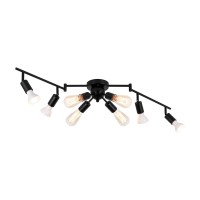 Mirrea 35 Ft 4Light Black Track Lighting Kit With Rotating Heads And 4Light Sputnik Flush Mount Light