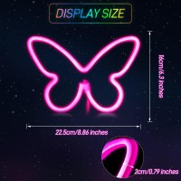 Riakrum 2 Pcs Butterfly Neon Signs Butterfly Led Light 3Aa Battery Powered Usb Operated Wall Neon Light Decor Butterfly Neon Wa