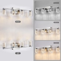 Sadenicel 4Light Bathroom Light Fixtures Brushed Nickel Dimmable Led Whiteneutralwarm Crystal Bathroom Vanity Lights Over M