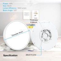 Inshareplus 9Inch Led Ceiling Light, White 18W(180W Equiv) 6000K Cold White Flush Mount Ceiling Lights Fixture, Super Bright, 1800Lm Modern Ceiling Lamp For Bedroom Kitchen, Office, Hallway