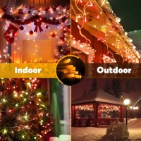 Christmas Lights Decorations Outdoor, 1600 Led 164 Ft 8 Modes Rain Drops Fairy String Curtain Lights For Christmas Decor Eaves Window Party Yard Garden Indoor(Warm White And Red, 1600Led 164Ft)