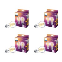 Philips Led Flicker-Free Clear Dimmable A19 Light Bulb - Eyecomfort Technology - 800 Lumen - Soft White (2700K) - 8W=60W - E26 Base - Title 20 Certified - Ultra Definition - Indoor - 8-Pack