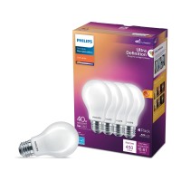 Philips Led Flicker-Free Frosted Dimmable A19 Light Bulb - Eyecomfort Technology - 800 Lumen - Soft White (2700K) - 8W=60W - E26 Base - Title 20 Certified - Ultra Definition - Indoor - 4-Pack