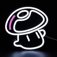 Chi-Buy Led Neon Mushroom Cute Neon Sign, Usb Powered Neon Signs Night Light, 3D Wall Art & Game Room Bedroom Living Room Decor Lamp For Children Kids Girl (Mushroom - Cartoon White)