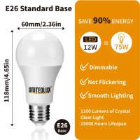 Unitedlux A19 Led Light Bulbs Dimmable 75W Equivalent, Warm White 3000K 1100 Lumens Cri 90+, E26 Standard Base, Ac 120V Light Bulbs For Home Office, 4-Pack