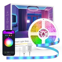 Ohmax Smart Led Strip Lights, 16.4Ft Rgb Light Compatible With Alexa, App Control, Music Sync Color Changing Dimmable Lights, Party, Bedroom Tv Light Decor, Wifi 2.4Ghz