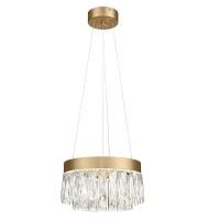 Cargifak 2Tier Crystal Gold Chandelier Led Modern Chandelier 6000K Cool White Pendant Light For Bedroom Kitchen Dinning Room