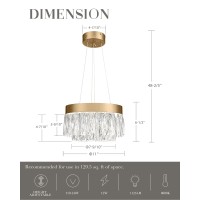 Cargifak 2Tier Crystal Gold Chandelier Led Modern Chandelier 6000K Cool White Pendant Light For Bedroom Kitchen Dinning Room