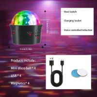 4 Packs Mini Disco Ball Lights Voice Activated Multicolor Disco Ball Party Lights Usb Rechargeable Battery Car Decorative Ligh