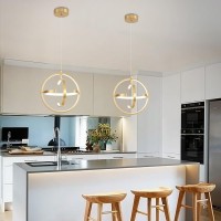 Vaziden Gold Modern Led Chandelier Dimmable 122 Diy Creative Globe Pendant Light Adjustable Height 3 Ring 22W 4000K Chande