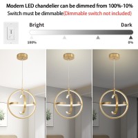 Vaziden Gold Modern Led Chandelier Dimmable 122 Diy Creative Globe Pendant Light Adjustable Height 3 Ring 22W 4000K Chande