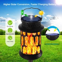 Donline Solar Lanterns Outdoor Waterproof Flickering Flame Hanging Solar Lantern Camping Solar Powered Lights Decorative Lights