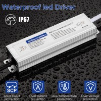 Karyoosi Led Driver 60 Watts Waterproof Ip67 12V Dc Power Supply 5A Power Transformer 120V Ac To 12V Dc Converter With 3Pron