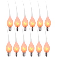 Silicone Dipped Candle Light Bulbs, Silicone Replacement Bulbs For Country Style Electric Window Candle Lamps Chandeliers, C7/E12 Candelabra Base, 120 Volt- 12 Pack