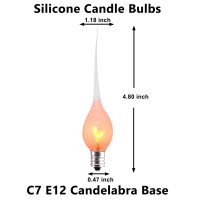 Silicone Dipped Candle Light Bulbs, Silicone Replacement Bulbs For Country Style Electric Window Candle Lamps Chandeliers, C7/E12 Candelabra Base, 120 Volt- 12 Pack