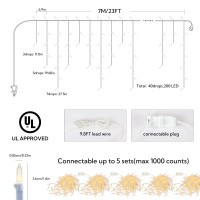 Beewin 200 Christmas Icicle Lights, Warm White Clear Bulbs With 23Ft Long White Wire, Professional Grade String Lights For Indoor & Outdoor,Xmas,Party, Patio, Courtyard, Window, Fence, Trees Decor