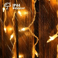 Oopswow Icicle Lights Outdoor, 23Ft 200 Connectable Icicle Christmas Lights,Warm White Plug In Curtain String Lights For Indoor Wedding Party Holiday Xmas Yard Patio Window Decorations