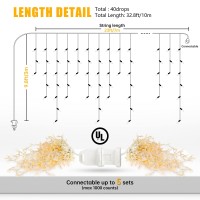 Oopswow Icicle Lights Outdoor, 23Ft 200 Connectable Icicle Christmas Lights,Warm White Plug In Curtain String Lights For Indoor Wedding Party Holiday Xmas Yard Patio Window Decorations