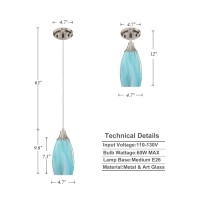 Karyfine Mini Art Glass Pendant Lights Kitchen Island Handcrafted Teal With Gold Glass Ceiling Pendant Lighting Brushed Nickel A