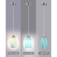 Karyfine Mini Art Glass Pendant Lights Kitchen Island Handcrafted Teal With Gold Glass Ceiling Pendant Lighting Brushed Nickel A