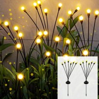 2 Pack Solar Garden Lights, Outdoor Solar Lights For Outside, Firefly Lights Outdoor Waterproof For Landscape, Pathway, Yard, Patio D?Cor, Solar Starburst Swaying Lights When Wind Blows(Warm White)