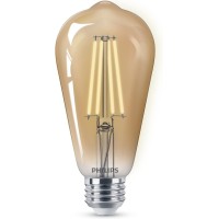 Philips Led Vintage Flicker-Free Clear Spiral St19 Bulb - Amber 2000K - 4 Pack- 8.8W=75W - 700 Lumen - E26 Base - Dimmable - Eye Comfort Technology