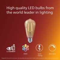 Philips Led Vintage Flicker-Free Clear Spiral St19 Bulb - Amber 2000K - 4 Pack- 8.8W=75W - 700 Lumen - E26 Base - Dimmable - Eye Comfort Technology