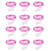 Brightown Valentines Day 12 Pack Pink Led Fairy Lights Battery Operated String Lights Waterproof Silver Wire 7 Feet 20 Led Fire