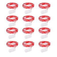 Brightown 12 Pack Led Fairy Lights Waterproof Red 7 Feet 20 Leds Battery Operated Flexible Silver Wire Safe Energy Savin