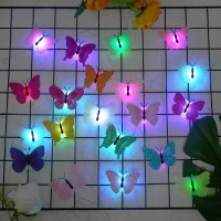 Cynzia 3D Led Butterfly Night Lights 40Pcs Single And Double Butterfly Decoration Light Glowing Flash Wall Stickers Light For