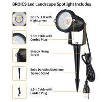 Broics Led Landscape Lights 7W Landscape Spotlight 120V Ac Outdoor Lawn Pathway Garden Spotlight With Stake Ip66 Waterproof 2700K Landscape Light Ul Cord 5-Ft With Plug (4 Pack, Warm White)