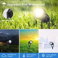 Broics Led Landscape Lights 7W Landscape Spotlight 120V Ac Outdoor Lawn Pathway Garden Spotlight With Stake Ip66 Waterproof 2700K Landscape Light Ul Cord 5-Ft With Plug (4 Pack, Warm White)