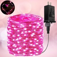 66Ft 200 Led Fairy Lights Plug In, Waterproof String Lights Outdoor 8 Modes Christmas Lights Bedroom Decor, Twinkle Lights For Girl'S Room Garden Christmas Decorations Valentine'S Day (Pink)