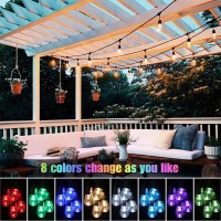 Shine Hai 3-Pack 48Ft Outdoor Rgb String Lights, Cafe Led String Lights With 30+5 Shatterproof Edison Bulbs, Remote Dimmable Commercial String Lights For Patio,Party,Backyard