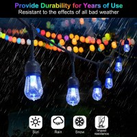 Shine Hai 3-Pack 48Ft Outdoor Rgb String Lights, Cafe Led String Lights With 30+5 Shatterproof Edison Bulbs, Remote Dimmable Commercial String Lights For Patio,Party,Backyard