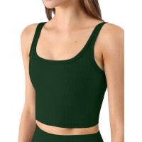 Kikiwing Womens Seamless Sports Bra Workout Crop Top Tank Tops For Women Long Lined Sport Bra Ribbed Crop Tops Fitness Bra Tops