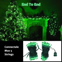 Lumiparty 200 Counts Christmas Lights, 2 Sets Of 100 Mini Lights 26.5 Feet String Lights With Replace Fuse And Bulb, Waterproof Connectable, Indoor Outdoor Christmas Decoration, Green